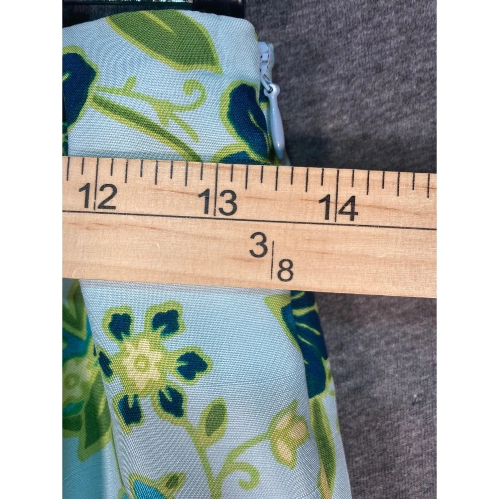 Ann Taylor Petites Blue Floral 100% Silk Straight Leg Pants‎ Size 2P Side Zip